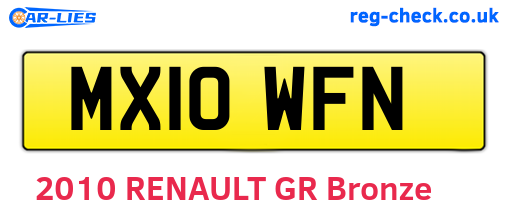 MX10WFN are the vehicle registration plates.
