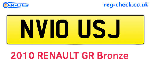 NV10USJ are the vehicle registration plates.