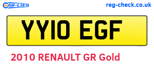 YY10EGF are the vehicle registration plates.