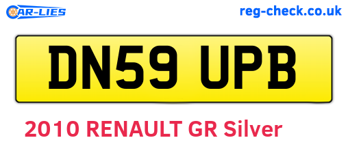 DN59UPB are the vehicle registration plates.