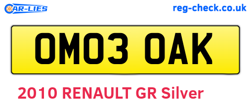 OM03OAK are the vehicle registration plates.