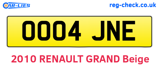 OO04JNE are the vehicle registration plates.