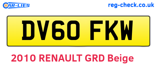 DV60FKW are the vehicle registration plates.
