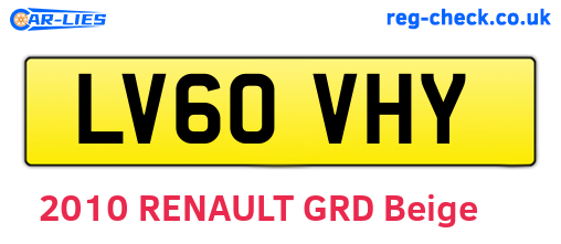 LV60VHY are the vehicle registration plates.