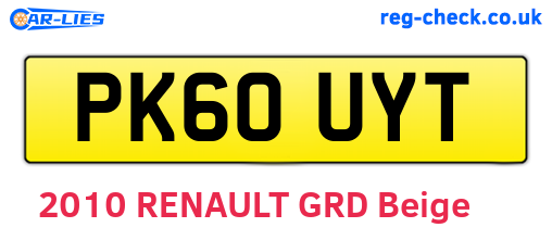 PK60UYT are the vehicle registration plates.