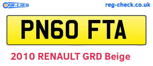 PN60FTA are the vehicle registration plates.