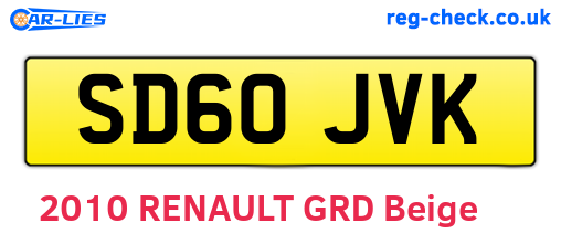 SD60JVK are the vehicle registration plates.