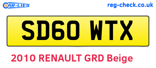 SD60WTX are the vehicle registration plates.