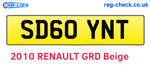 SD60YNT are the vehicle registration plates.