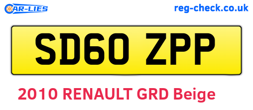 SD60ZPP are the vehicle registration plates.