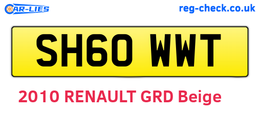 SH60WWT are the vehicle registration plates.