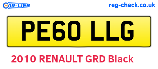 PE60LLG are the vehicle registration plates.