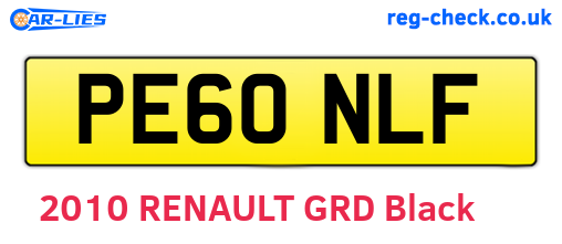 PE60NLF are the vehicle registration plates.
