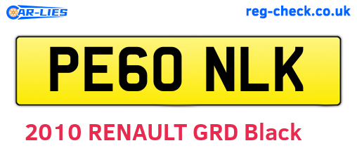 PE60NLK are the vehicle registration plates.