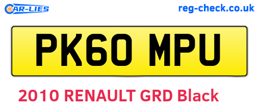 PK60MPU are the vehicle registration plates.