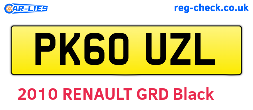 PK60UZL are the vehicle registration plates.
