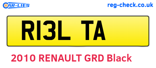 R13LTA are the vehicle registration plates.