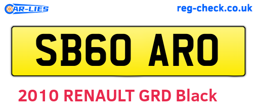 SB60ARO are the vehicle registration plates.