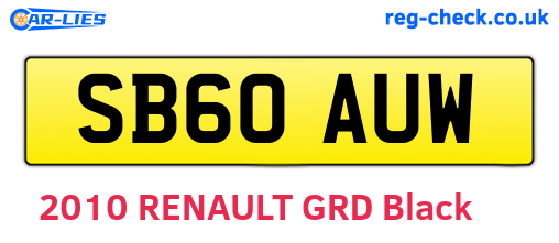 SB60AUW are the vehicle registration plates.