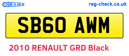 SB60AWM are the vehicle registration plates.