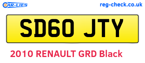 SD60JTY are the vehicle registration plates.