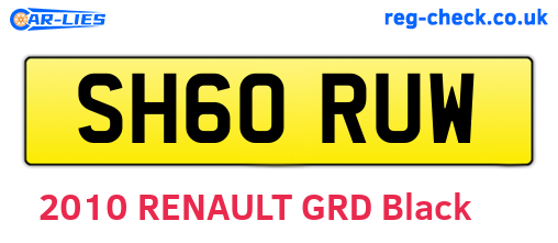 SH60RUW are the vehicle registration plates.