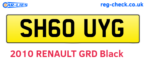 SH60UYG are the vehicle registration plates.