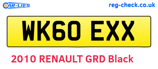 WK60EXX are the vehicle registration plates.