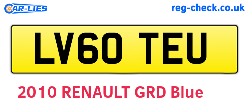 LV60TEU are the vehicle registration plates.