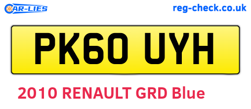 PK60UYH are the vehicle registration plates.