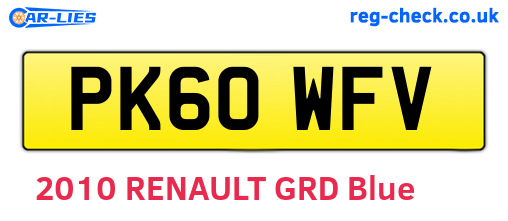 PK60WFV are the vehicle registration plates.