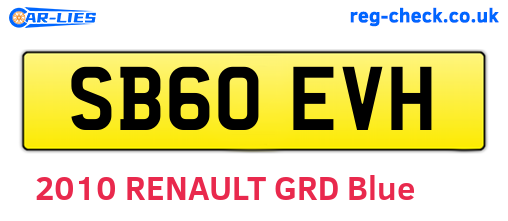 SB60EVH are the vehicle registration plates.