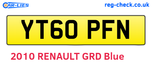 YT60PFN are the vehicle registration plates.