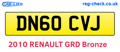 DN60CVJ are the vehicle registration plates.