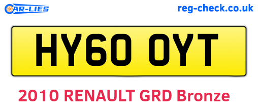 HY60OYT are the vehicle registration plates.