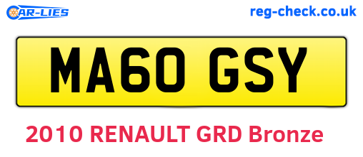 MA60GSY are the vehicle registration plates.