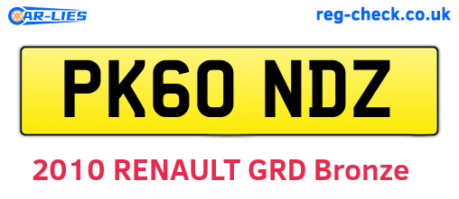 PK60NDZ are the vehicle registration plates.