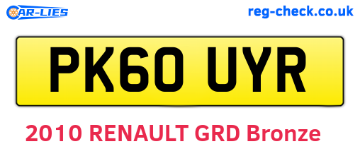 PK60UYR are the vehicle registration plates.