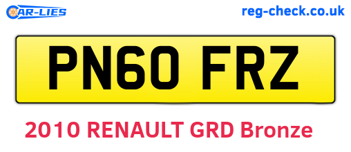 PN60FRZ are the vehicle registration plates.