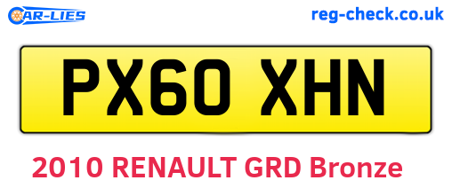PX60XHN are the vehicle registration plates.