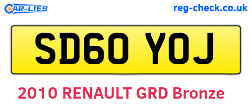 SD60YOJ are the vehicle registration plates.