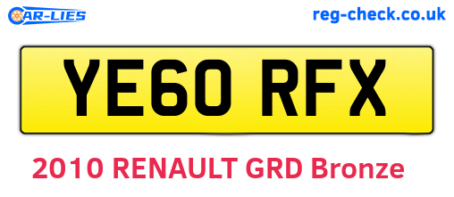 YE60RFX are the vehicle registration plates.
