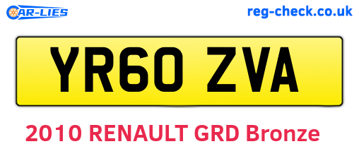 YR60ZVA are the vehicle registration plates.