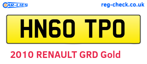 HN60TPO are the vehicle registration plates.