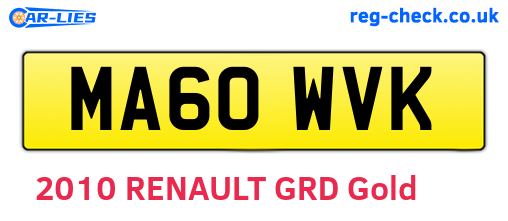 MA60WVK are the vehicle registration plates.
