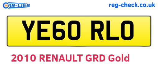 YE60RLO are the vehicle registration plates.