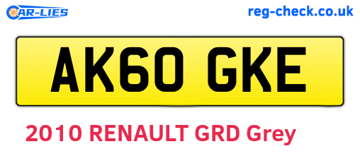 AK60GKE are the vehicle registration plates.