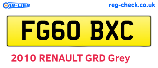 FG60BXC are the vehicle registration plates.