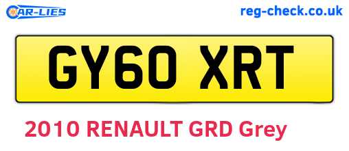GY60XRT are the vehicle registration plates.