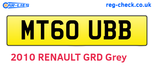 MT60UBB are the vehicle registration plates.